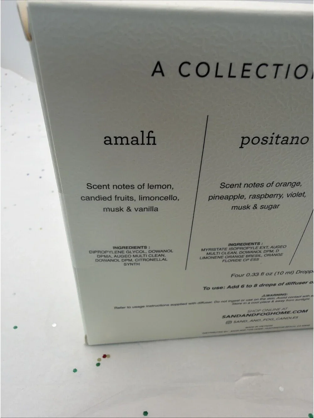 SAND + FOG European Beach Collection Diffuser Oil Set 4 Pack Amalfi Positano